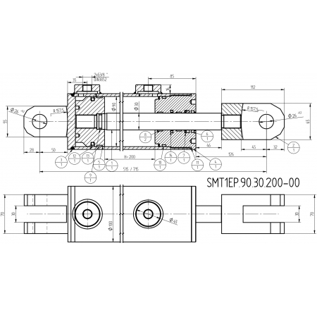 SIŁOWNIK HYDRAULICZNY 90x30 SKOK 200 AGREGATU